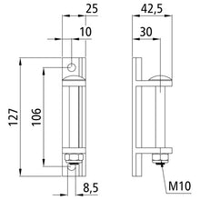Hinge bearing w/ bolt, SS, 25 mm, f. screw.