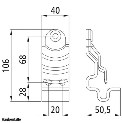 Hand lever lock. set, galvanised, f. Ø 27 mm espagnolette bar