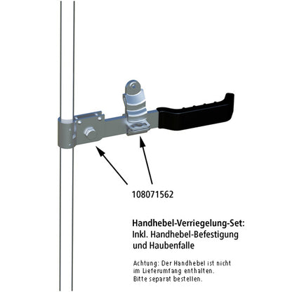 Hand lever lock. set, galvanised, f. Ø 27 mm espagnolette bar