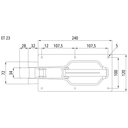 Flat bolt catch, galvanised, 035412182