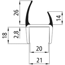 PVC hard-soft profile, grey, 20 mm, L 3000 mm