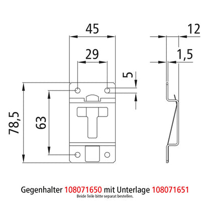 Door ret., retaining part/ctrholder, SS