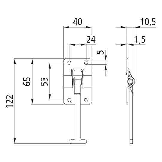 Door ret., hook section, SS, 122 mm