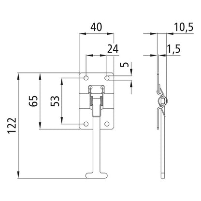 Door ret., hook section, SS, 122 mm