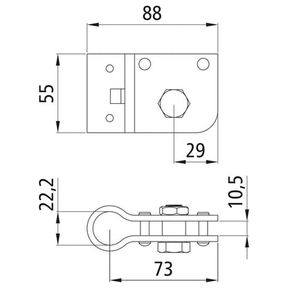 Lever fastening set, galvanised stl., f. Ø 22 mm espagnolette b