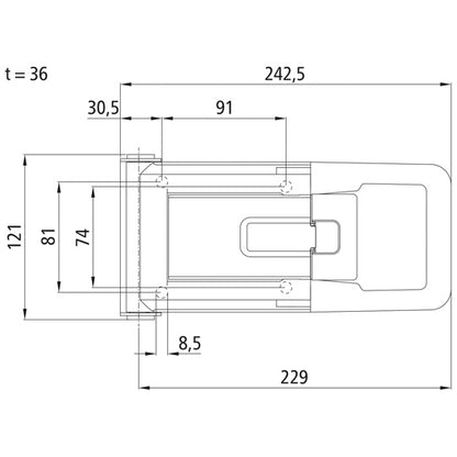 Espagnolette lock, SS, Ø 16 mm