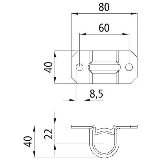 Pipe guide, galvanised stl., w/ base, f. Ø 22 mm swivel.