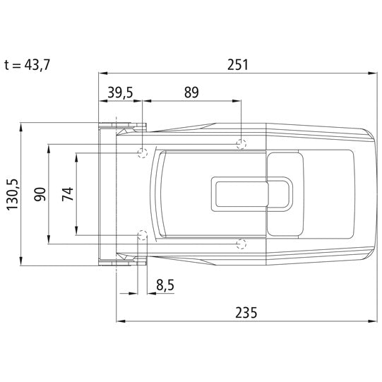 Espagnolette lock, SS, Ø 22 mm espagnolette