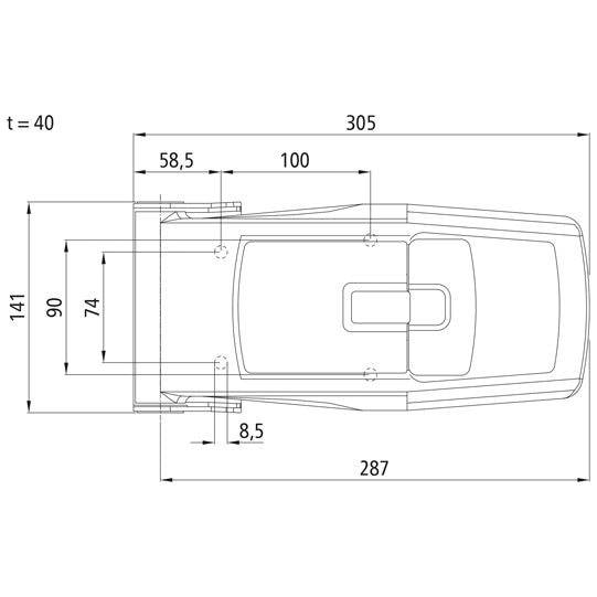 Espagnolette lock, stainless steel, Ø 27 mm espagnolette