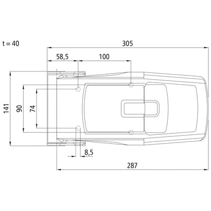 Espagnolette lock, stainless steel, Ø 27 mm espagnolette
