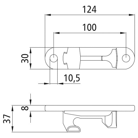 Counterholder, galv., for clamping spigot 108071350, Ø 22 mm
