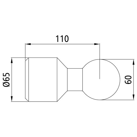 Weld-on ball 2002 Ball Ø 60 mm, w/ round spigot