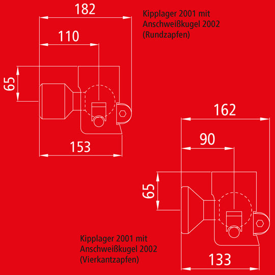 Tilting bearing 2001 ball Ø 60mm, pin width 20/18mm, low-noise