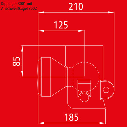 Weld-on ball 3002 Ball Ø 80 mm, w/ round spigot
