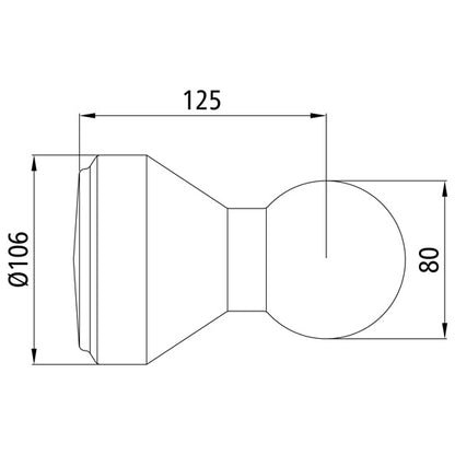 Weld-on ball 3002 Ball Ø 80 mm, w/ round spigot
