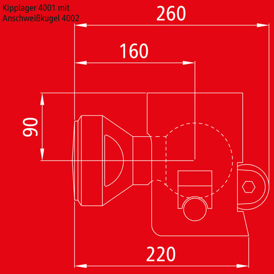 Weld-on ball 4002 Ball Ø 100 mm, w/ round spigot