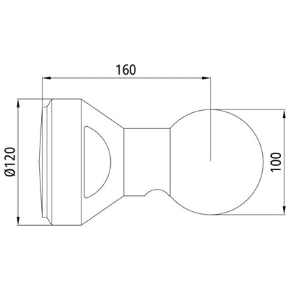 Weld-on ball 4002 Ball Ø 100 mm, w/ round spigot