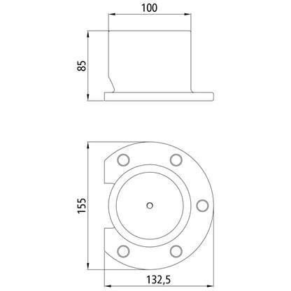 Ball swivel bearing 5001, f. ball Ø 80 mm, raw stl.
