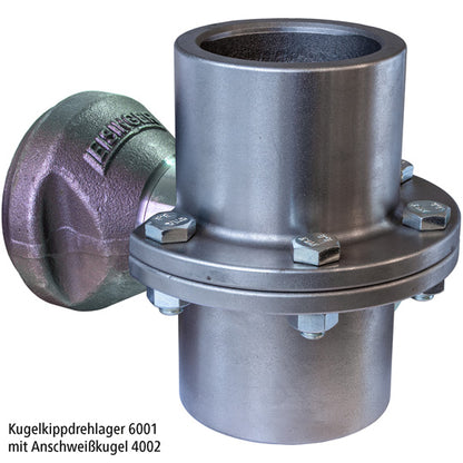 Ball swivel bearing 6001, f. ball Ø 100 mm, raw stl.