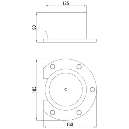 Ball swivel bearing 6001, f. ball Ø 100 mm, raw stl.