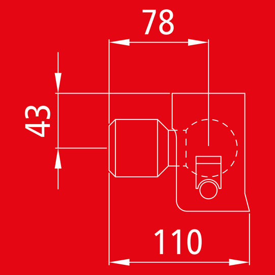 Tilt bearing 1001, L, raw, ball head Ø 45 mm, w/ Durethansch.