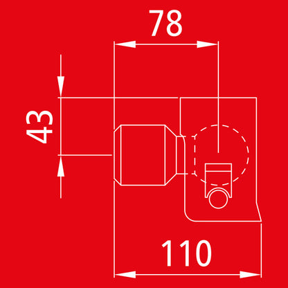 Tilt bearing 1001, L, raw, ball head Ø 45 mm, w/ Durethansch.