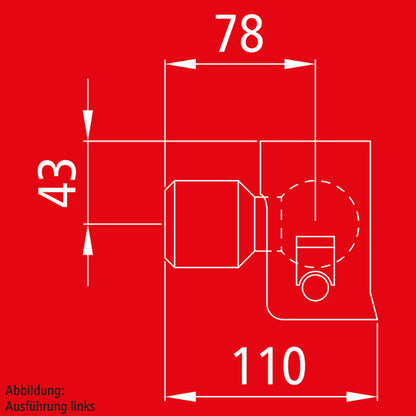 Tilt bearing 1001, R, raw, ball head Ø 45 mm, w/ Durethansch.