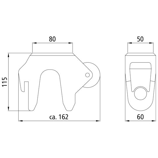 Vippfästelager 8001, insexstifthål 24/24 mm, råstål