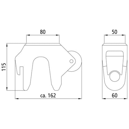Vippfästelager 8001, insexstifthål 24/24 mm, råstål