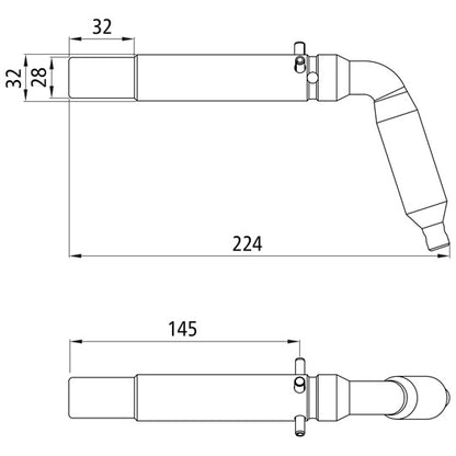 Socket pin 4004/9004, 32/28 mm, 3-pin lock., stl./zinc/nickel