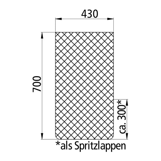 Anti-spray mat, with hair structure, 430 × 700 mm (w × l)