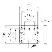 Screw-on plate, 200 x 185 x 30 mm