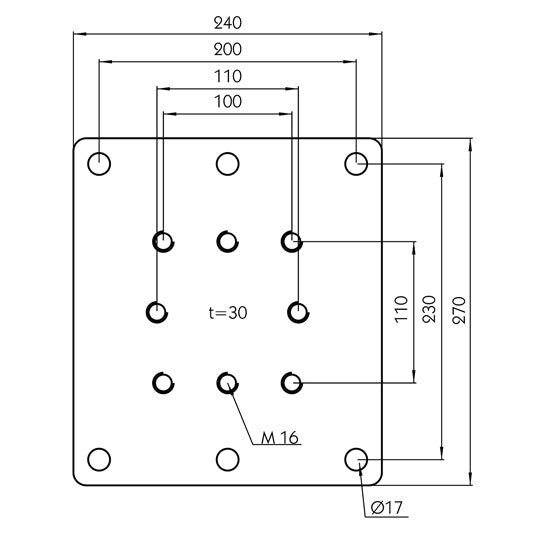Screw-on plate, 270 x 240 x 30 mm