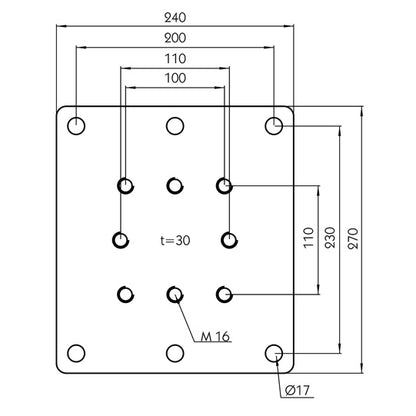 Screw-on plate, 270 x 240 x 30 mm