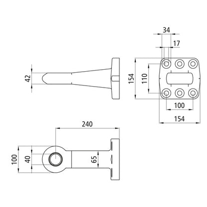 Drawbar eye 40 B w/ flange, 6-hole