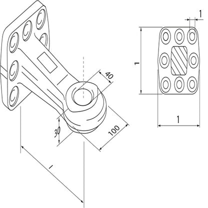 Drawbar eye form C/D w/ flange, 8 holes, drawbar eye Ø 40 mm