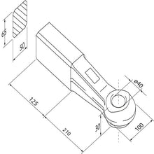Drawbar eye f.m A w/ weld end, drawbar eye Ø 40 mm, 65 × 55 mm