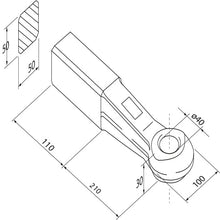 Drawbar eye f.m A w/ weld end, drawbar eye Ø 40 mm, 50 × 50 mm