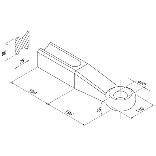 Heavy-duty towing eyelet w/ welded end, towing eyelet Ø 50 mm