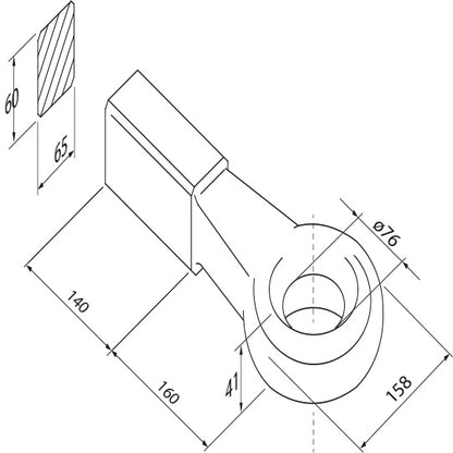 Vetosilmukka hitsatulla päällä. vetosilmukka Ø 76 mm