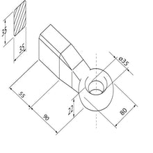 Towing eye for forklift truck w/ welded end, towing eye Ø 35 mm