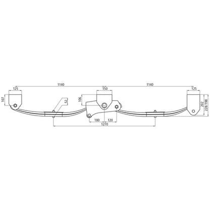 Parabolic spring unit GK 160/80/1270 P-W
