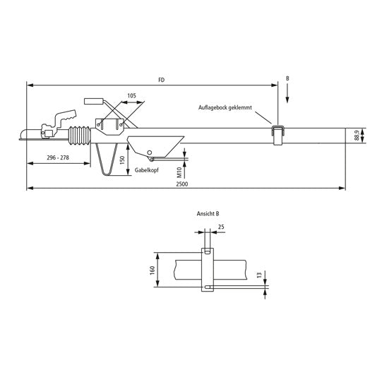 Overrunning device, KR 20, 2500 mm