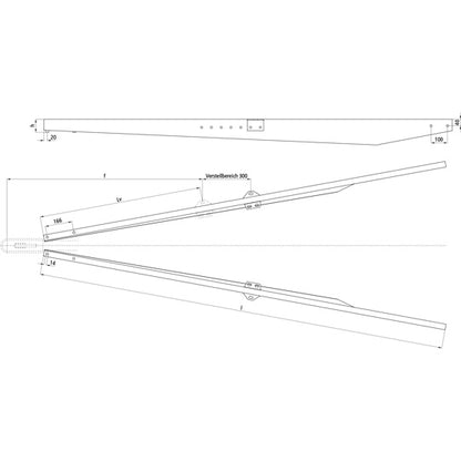 Drawbars ZG 2100 - 2500 mm long