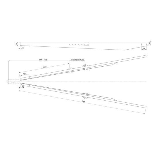 Drawbars (drawbars) ZG 3500, 2600 mm long,