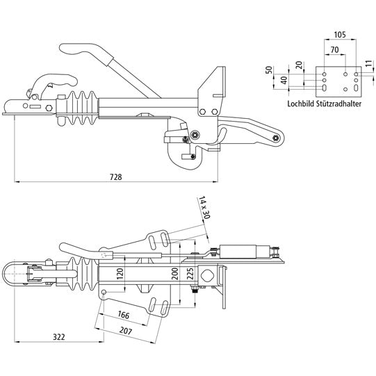 Overrun hitch for braked trailers KFG 35-D, V-drawbar
