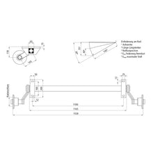Rubber spring axle GFA 750/60 K, 4/57/100, w/o brake