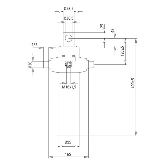 Tipping cylinder TZE 2B 6005, 2-stage, stroke volume 2.2 liters