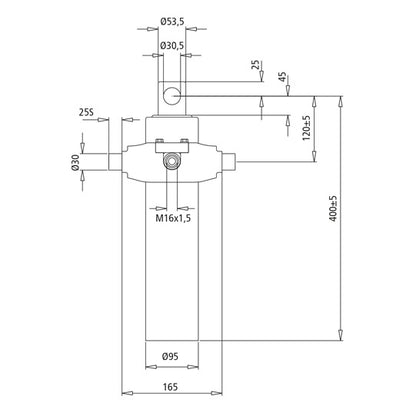 Tipping cylinder TZE 2B 6005, 2-stage, stroke volume 2.2 liters