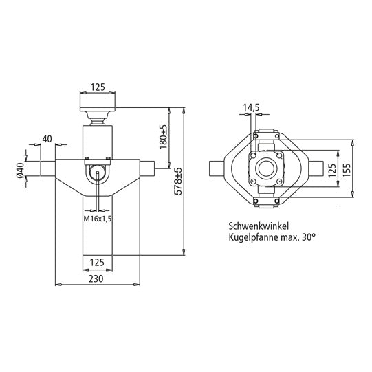 Tipping cylinder type TZE 3P 7512, stroke volume 10.4 l